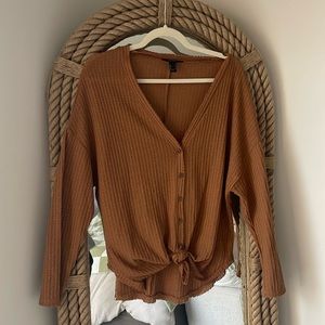 Waffle-knot Button-front Top